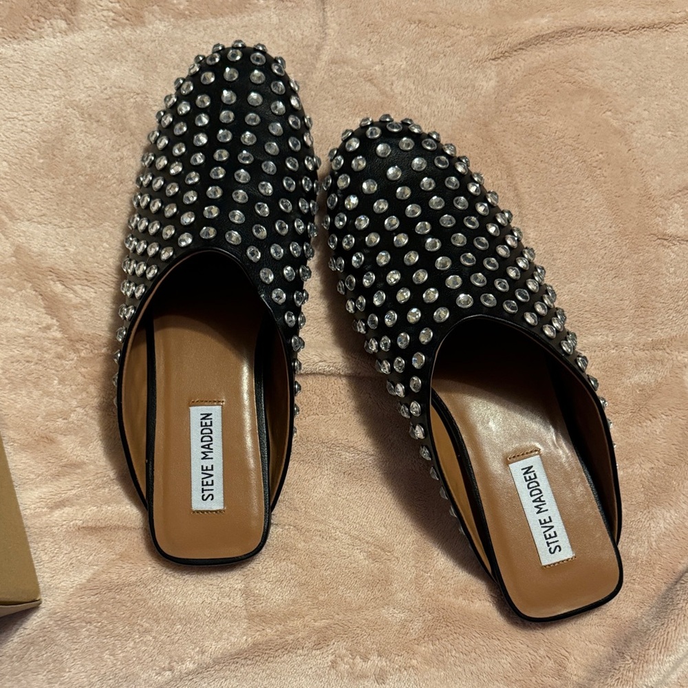 Steve Madden Glimmer Rhinestone Mules Sz 10 NIB